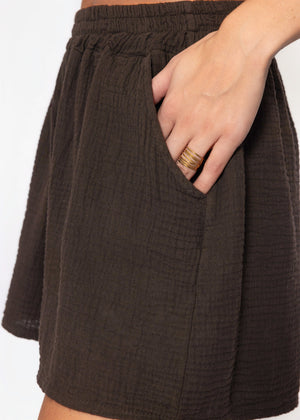 Musselin Shorts - schokobraun