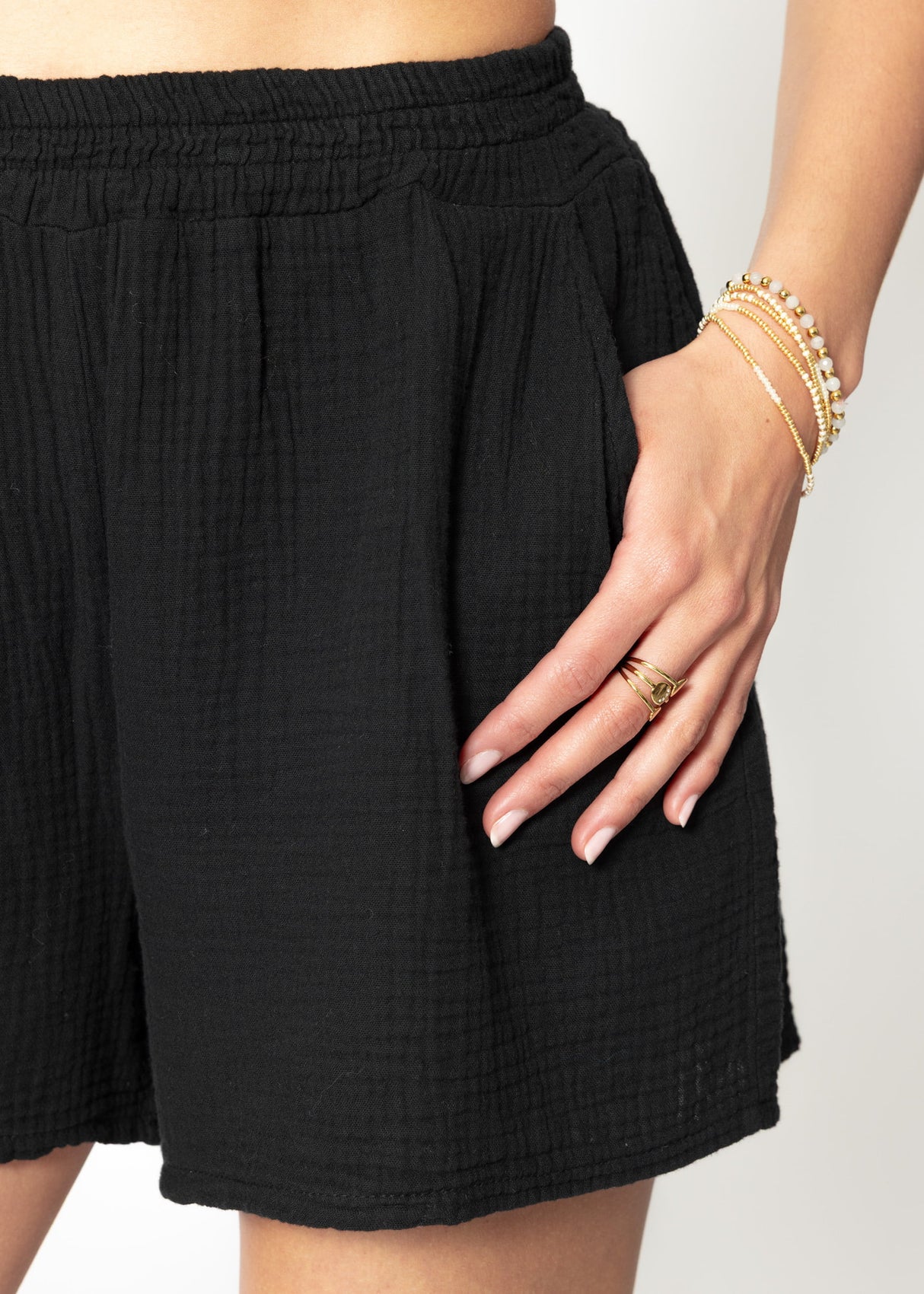 Muslin shorts, black