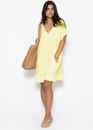 Musselin Strandkleid - buttergelb