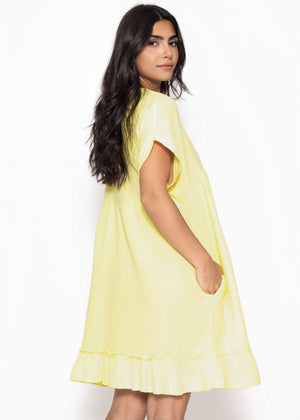 Musselin Strandkleid - buttergelb