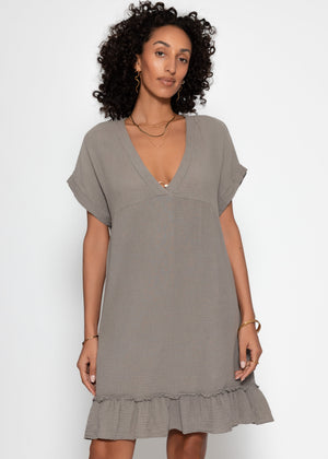 Musselin Strandkleid - taupe