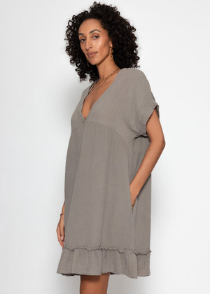 Musselin Strandkleid - taupe