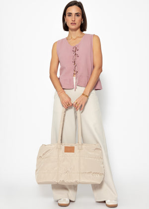 Muslin top with bow closure - dusky pink