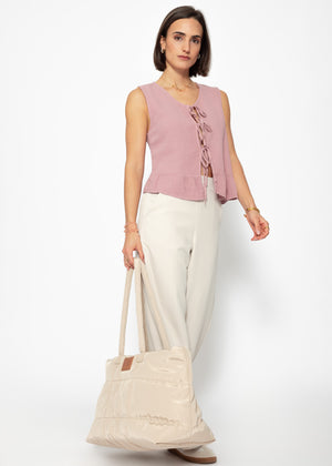 Muslin top with bow closure - dusky pink