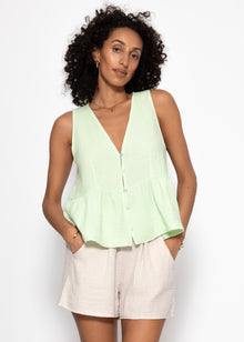 Musselin Top mit Volant - hellgrün