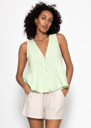 Musselin Top mit Volant - hellgrün