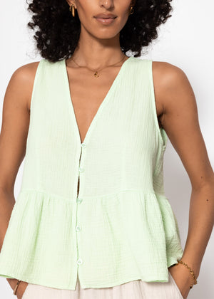 Musselin Top mit Volant - hellgrün