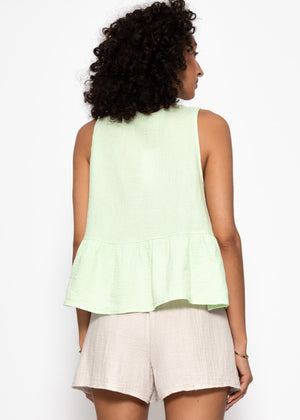 Musselin Top mit Volant - hellgrün