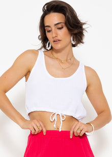 Muslin top with drawstring - white