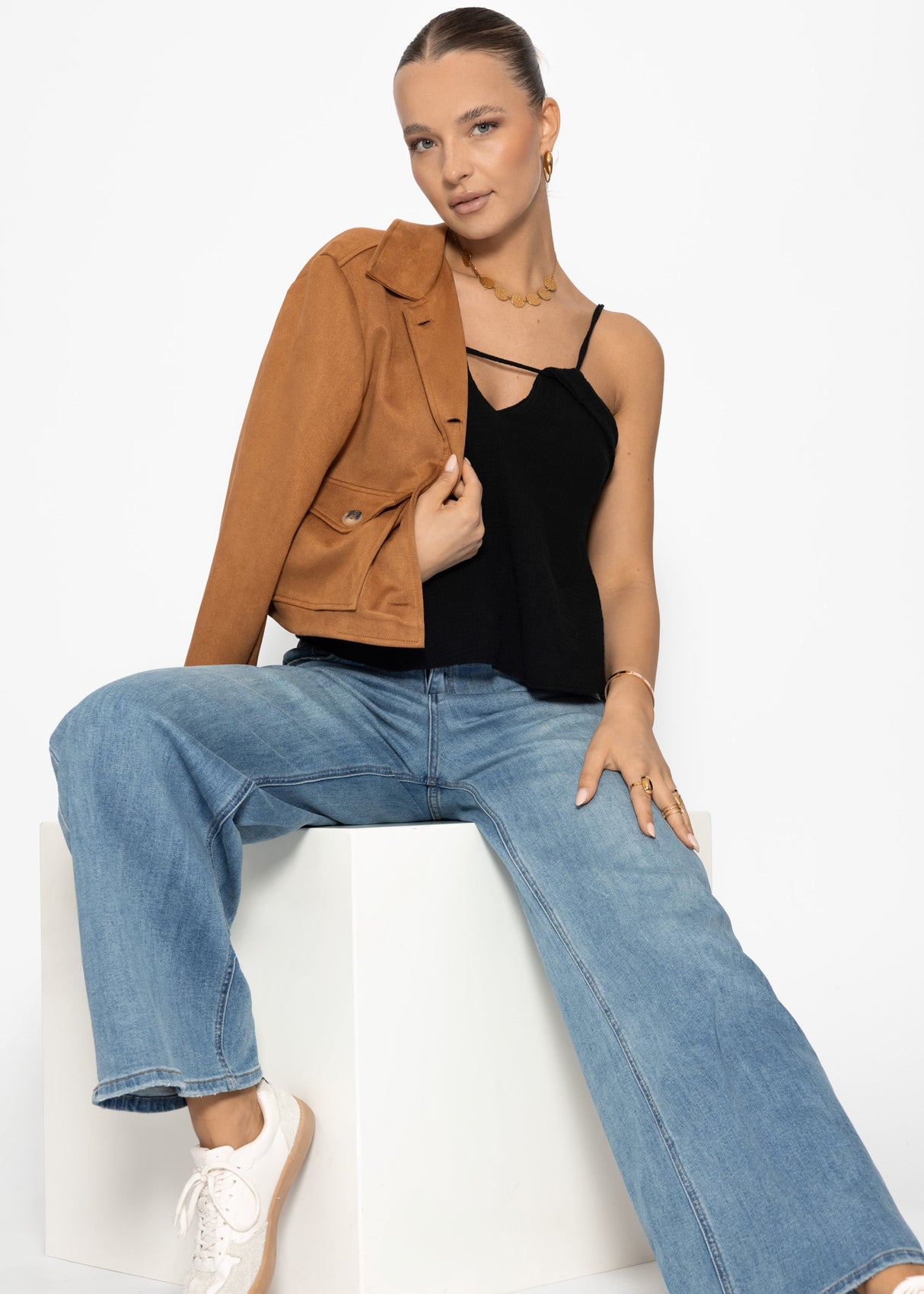 Musselin Top - schwarz