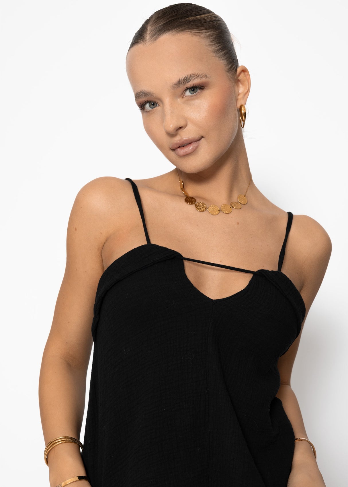 Musselin Top - schwarz