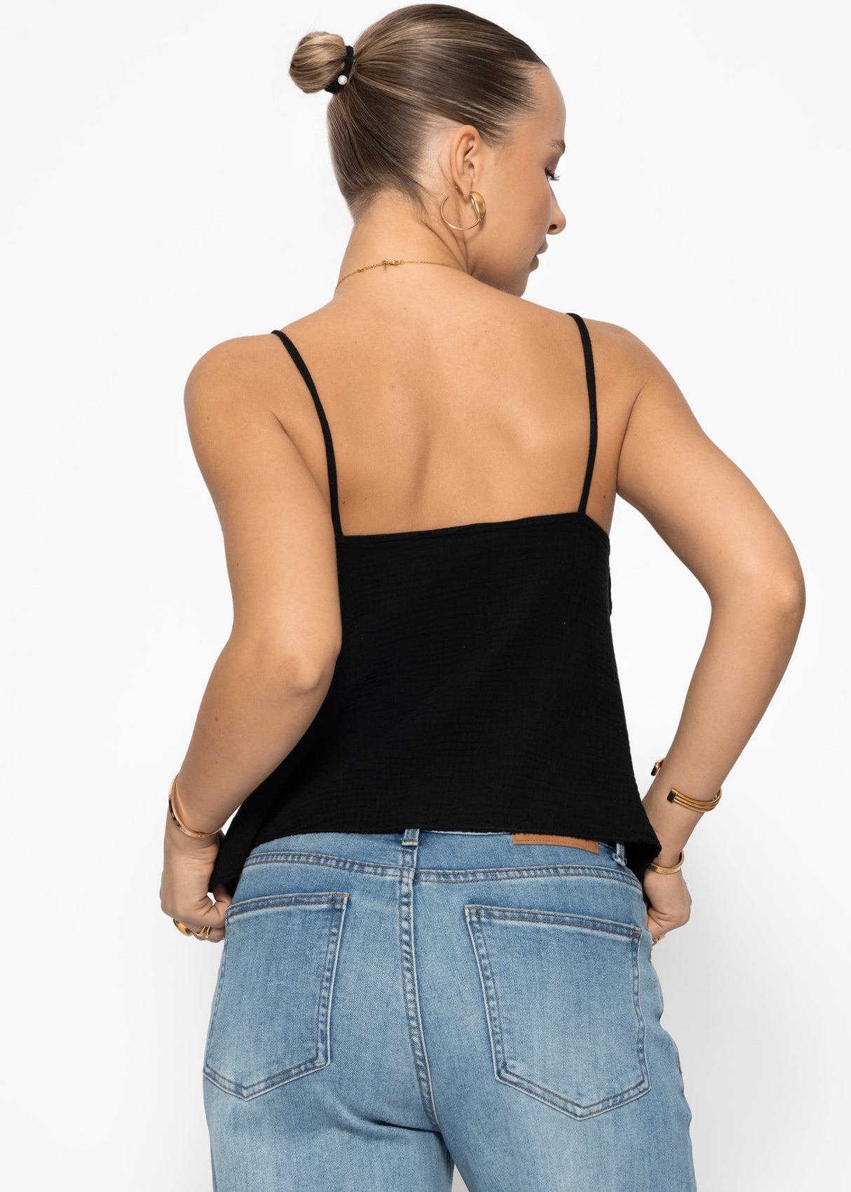 Musselin Top - schwarz