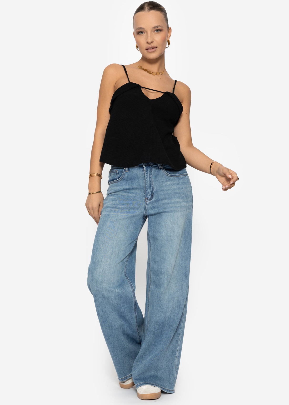 Musselin Top - schwarz