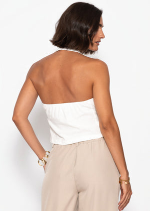 sassyclassy Neckholder-Top mit Knopfleiste - weiß