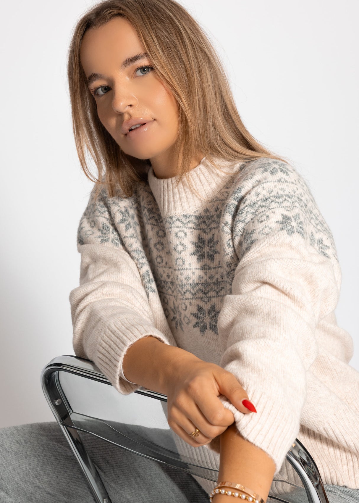 Norweger Pullover - hellbeige