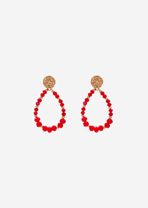 Gold stud earrings with pearls - red