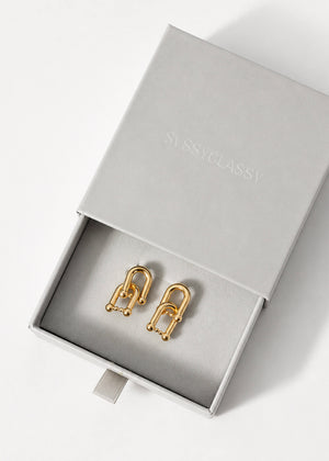 Ohrstecker mit Kettenglied-Design - gold
