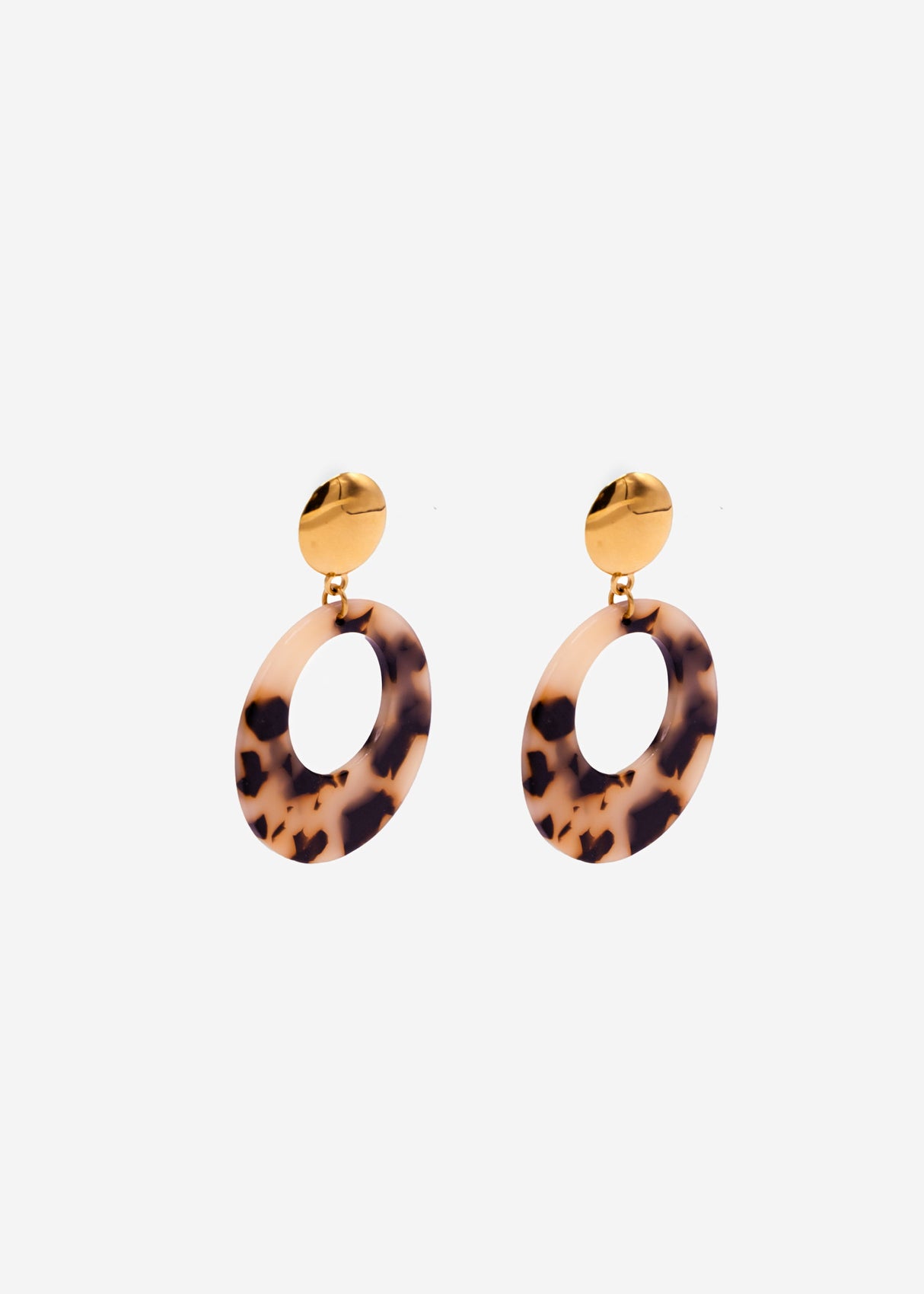 Ear connector with brown pendant - gold