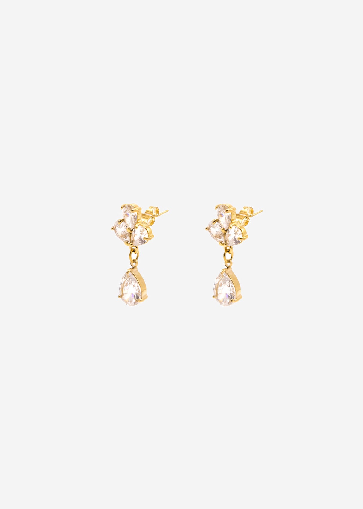 Stud earrings with sparkling pendant - gold