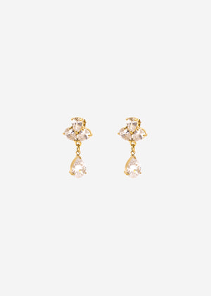Stud earrings with sparkling pendant - gold