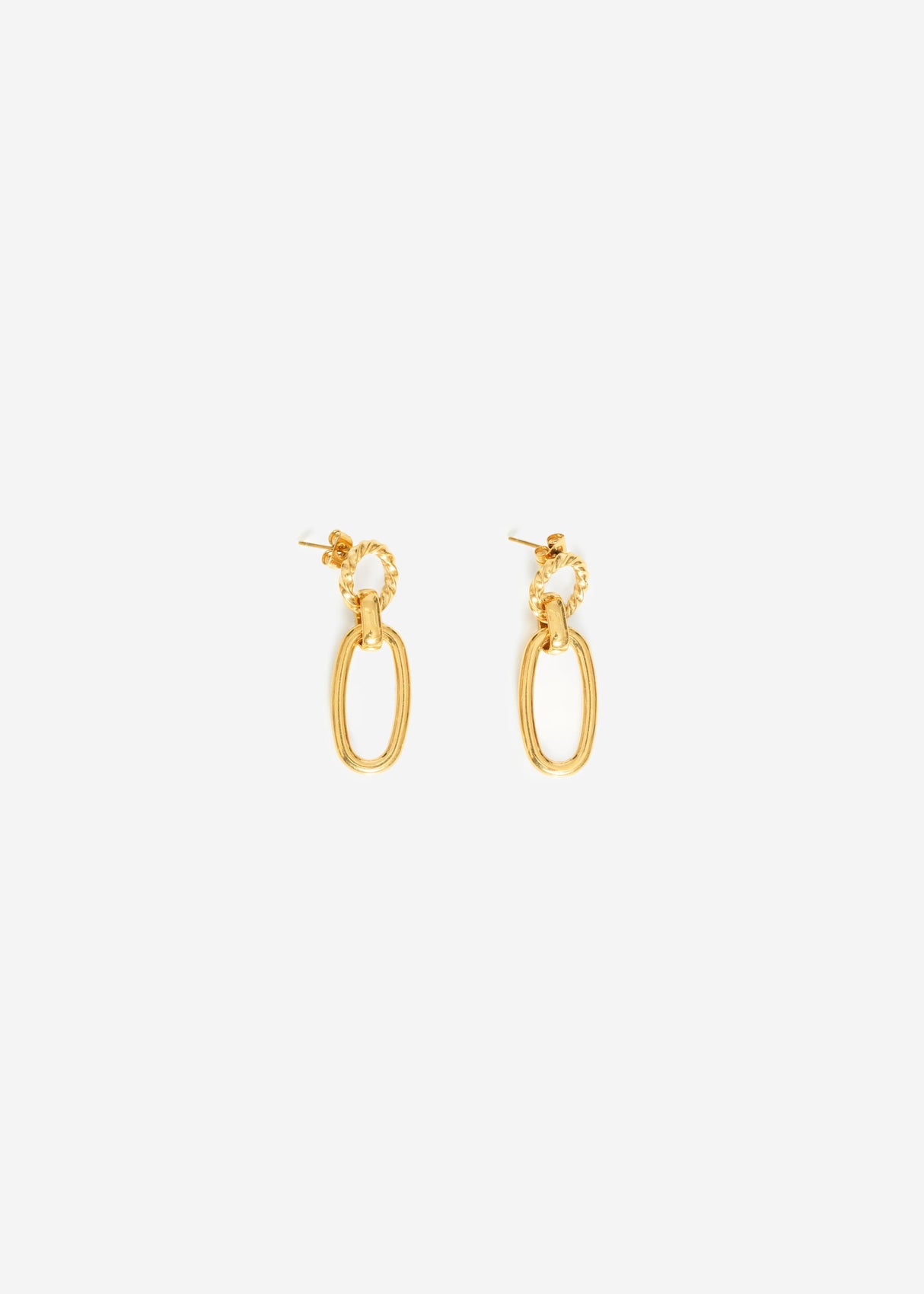 Ear connector with a hanging oval - gold
