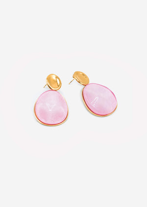 Ohrstecker mit ovalem rosa Anhänger - gold