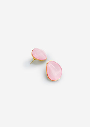 Ear connector with pink jewelry stone - gold