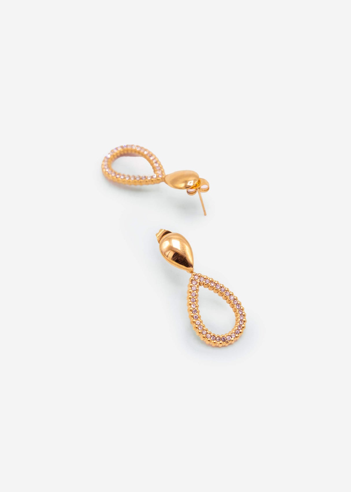 Stud earrings with gemstones - gold
