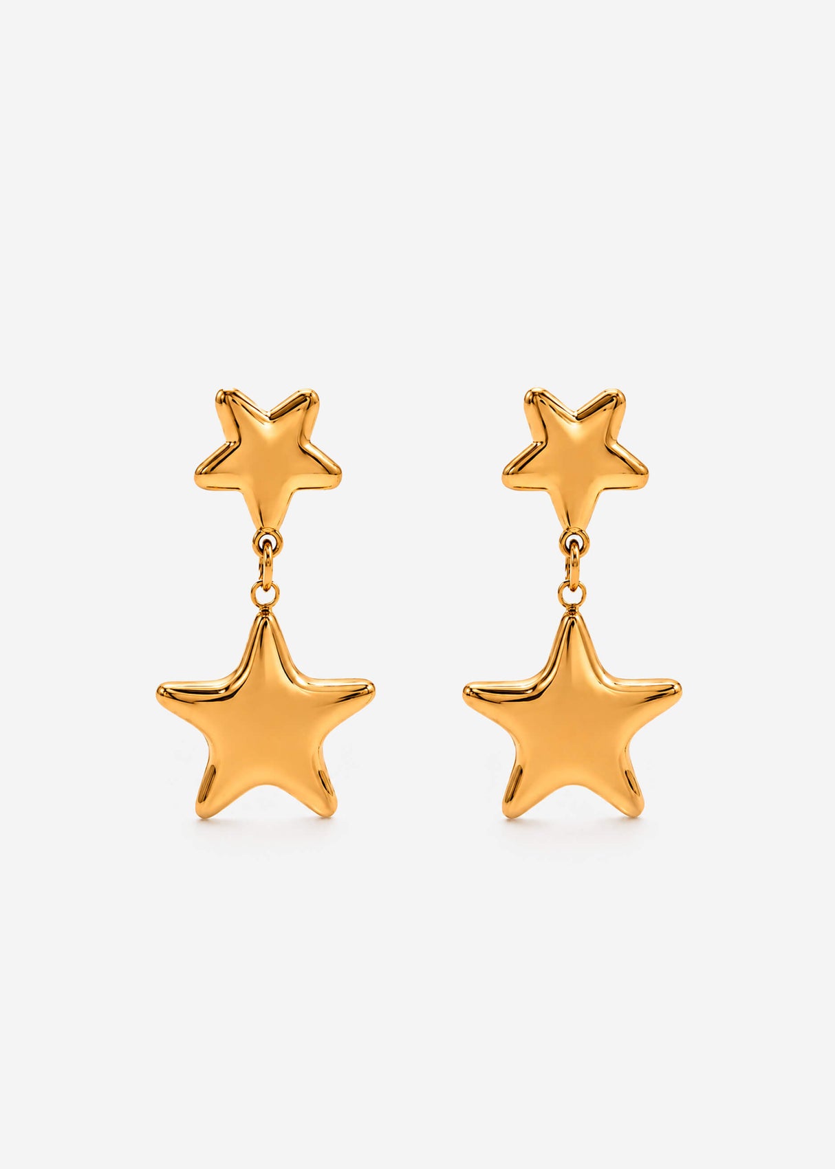 Stud earrings with star pendant - gold