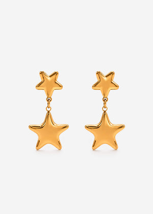 Stud earrings with star pendant - gold