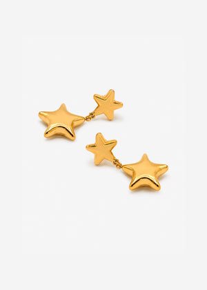 Stud earrings with star pendant - gold