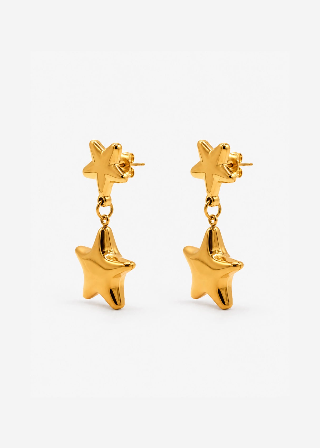 Stud earrings with star pendant - gold