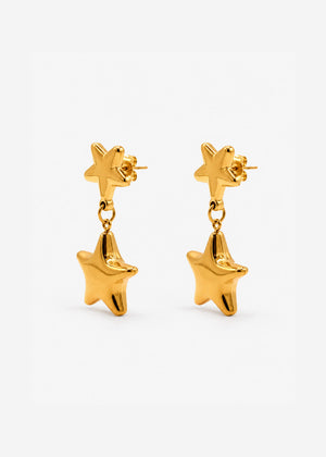 Stud earrings with star pendant - gold