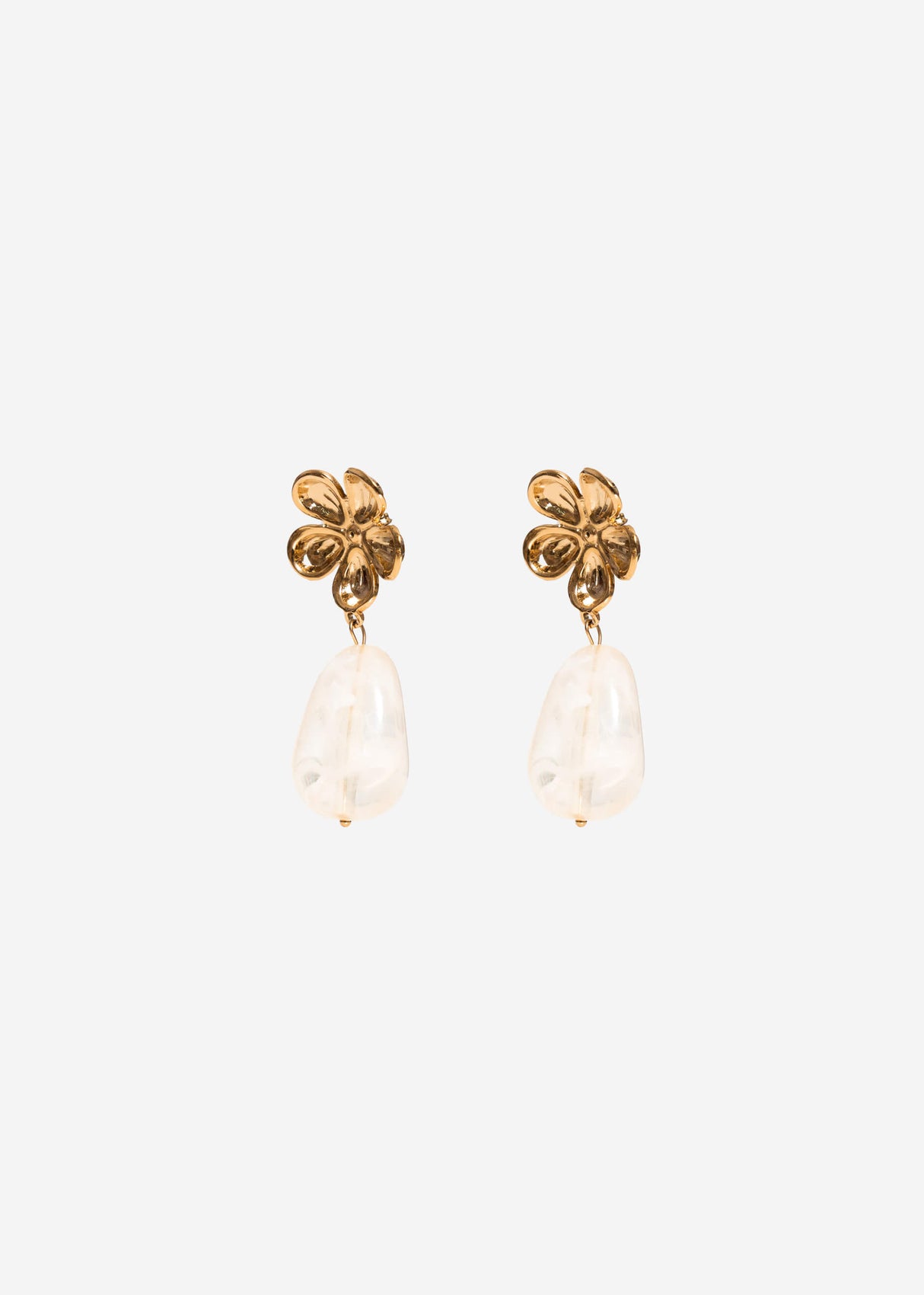 Stud earrings with pendant - gold
