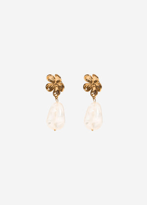Stud earrings with pendant - gold