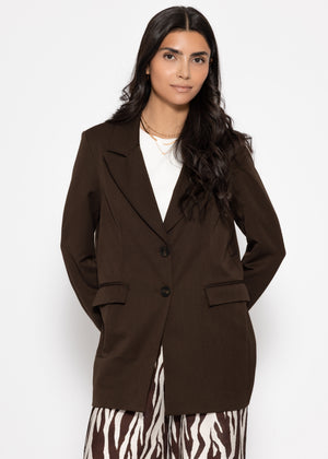 Oversized lapel blazer - brown