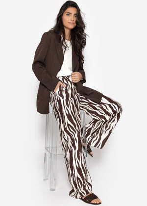 Oversized lapel blazer - brown