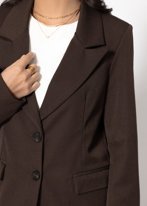 Oversized lapel blazer - brown