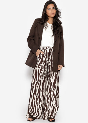 Oversized lapel blazer - brown