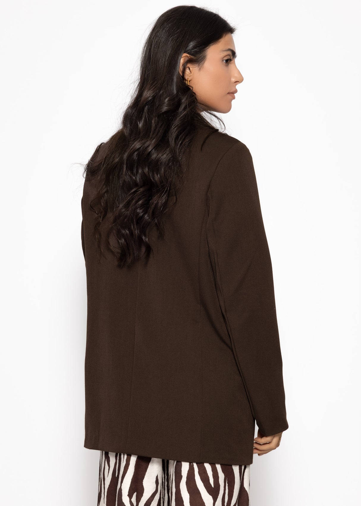 Oversized lapel blazer - brown