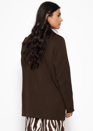 Oversized lapel blazer - brown