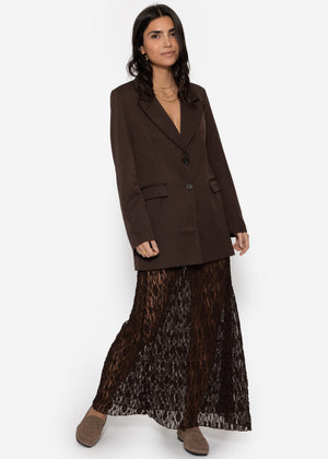 Oversized lapel blazer - brown