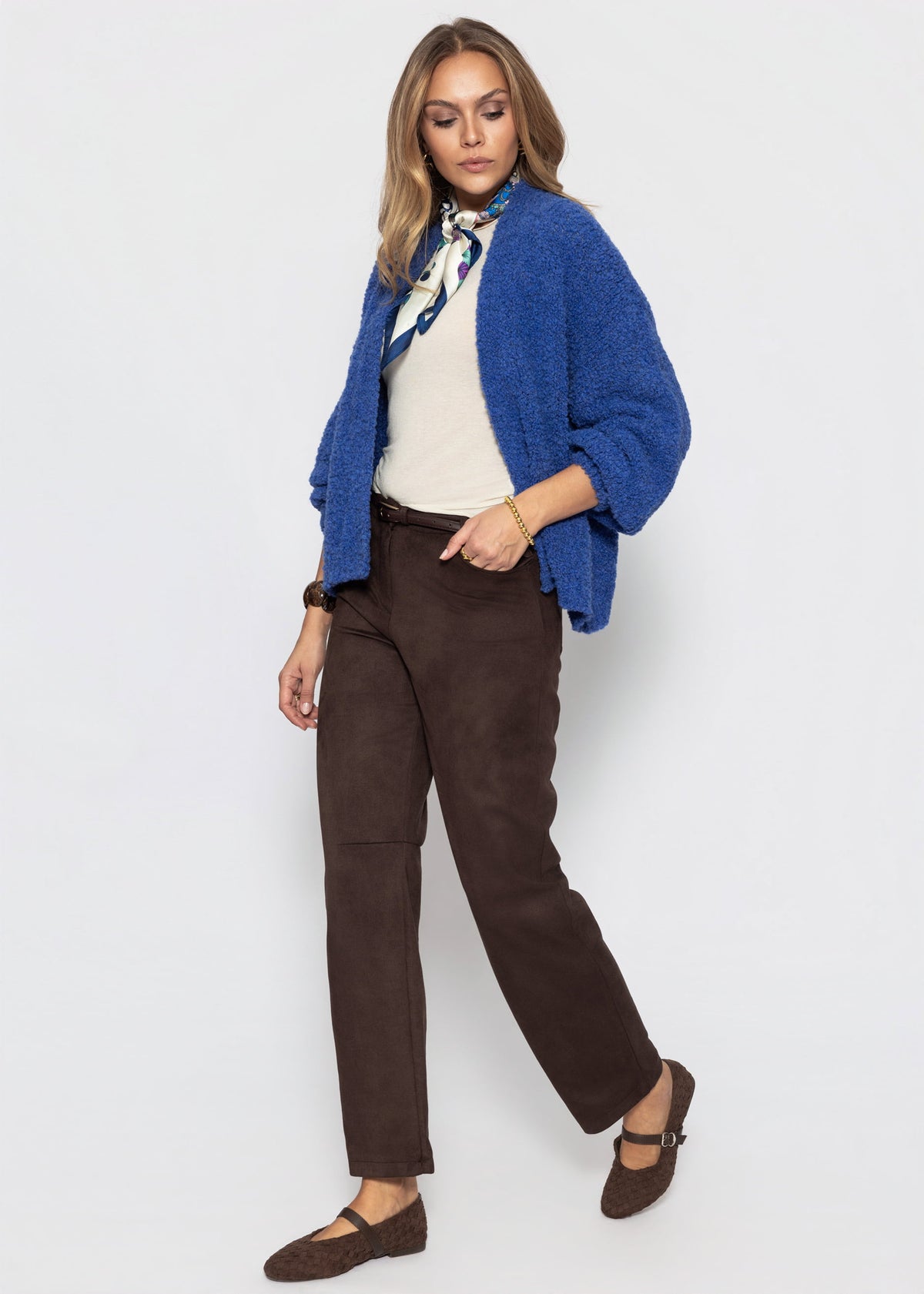 Oversize Cardigan aus Bouclé - blau