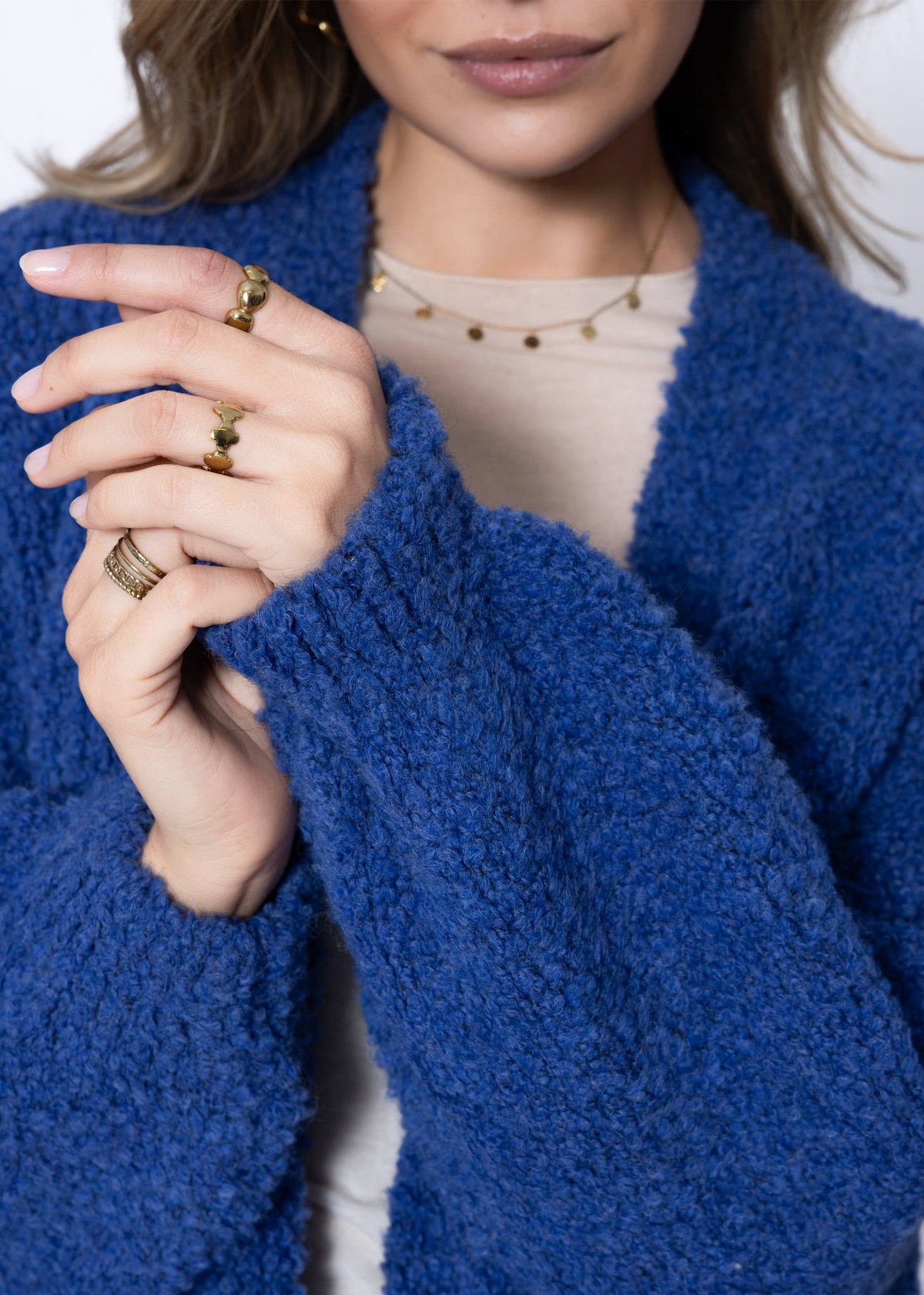 Oversize Cardigan aus Bouclé - blau