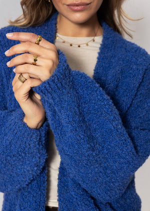 Oversize Cardigan aus Bouclé - blau