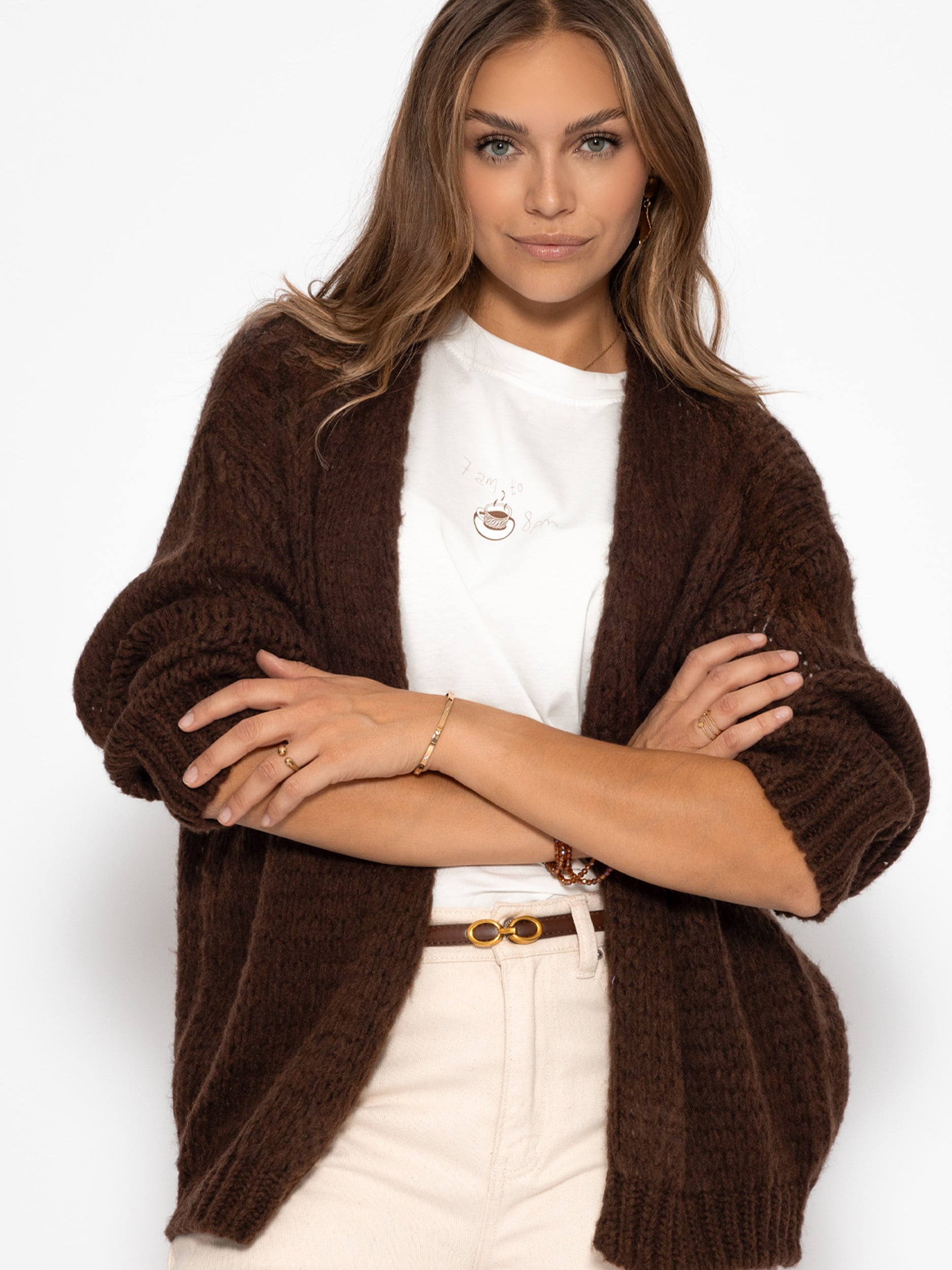Oversized cardigan - dark brown