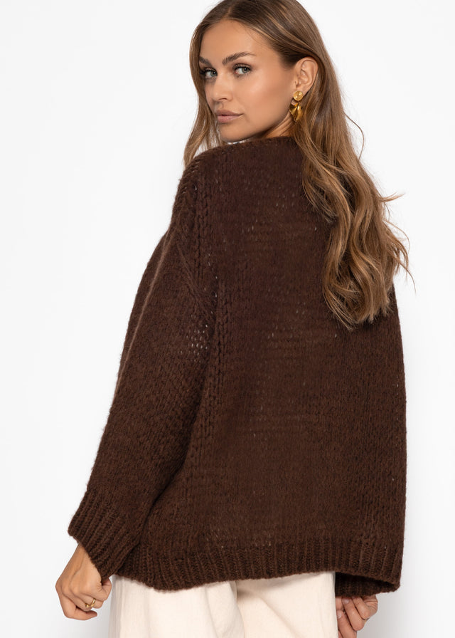 Oversized cardigan - dark brown