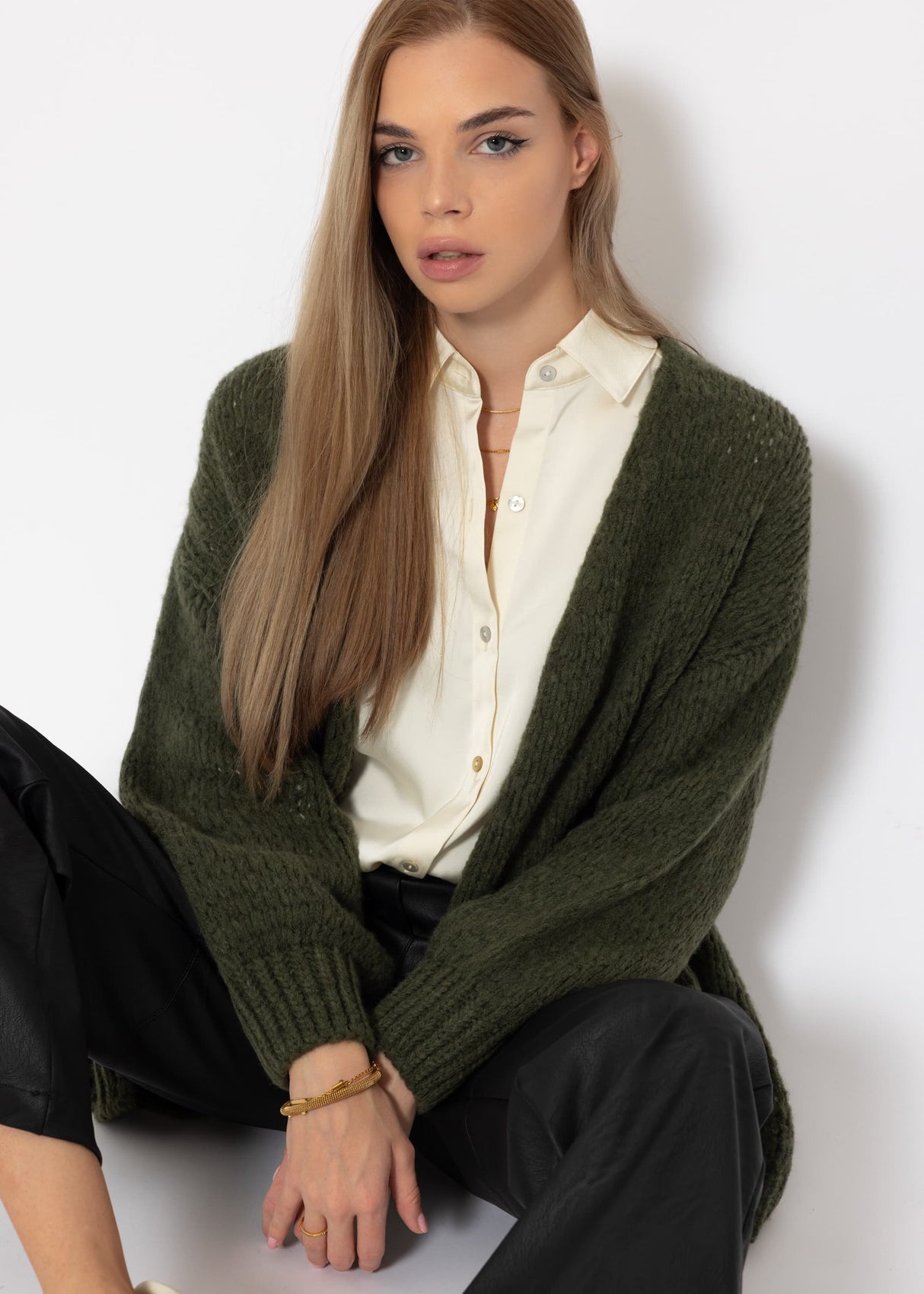 Oversized cardigan - khaki