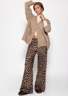 Oversized cardigan with pockets - taupe