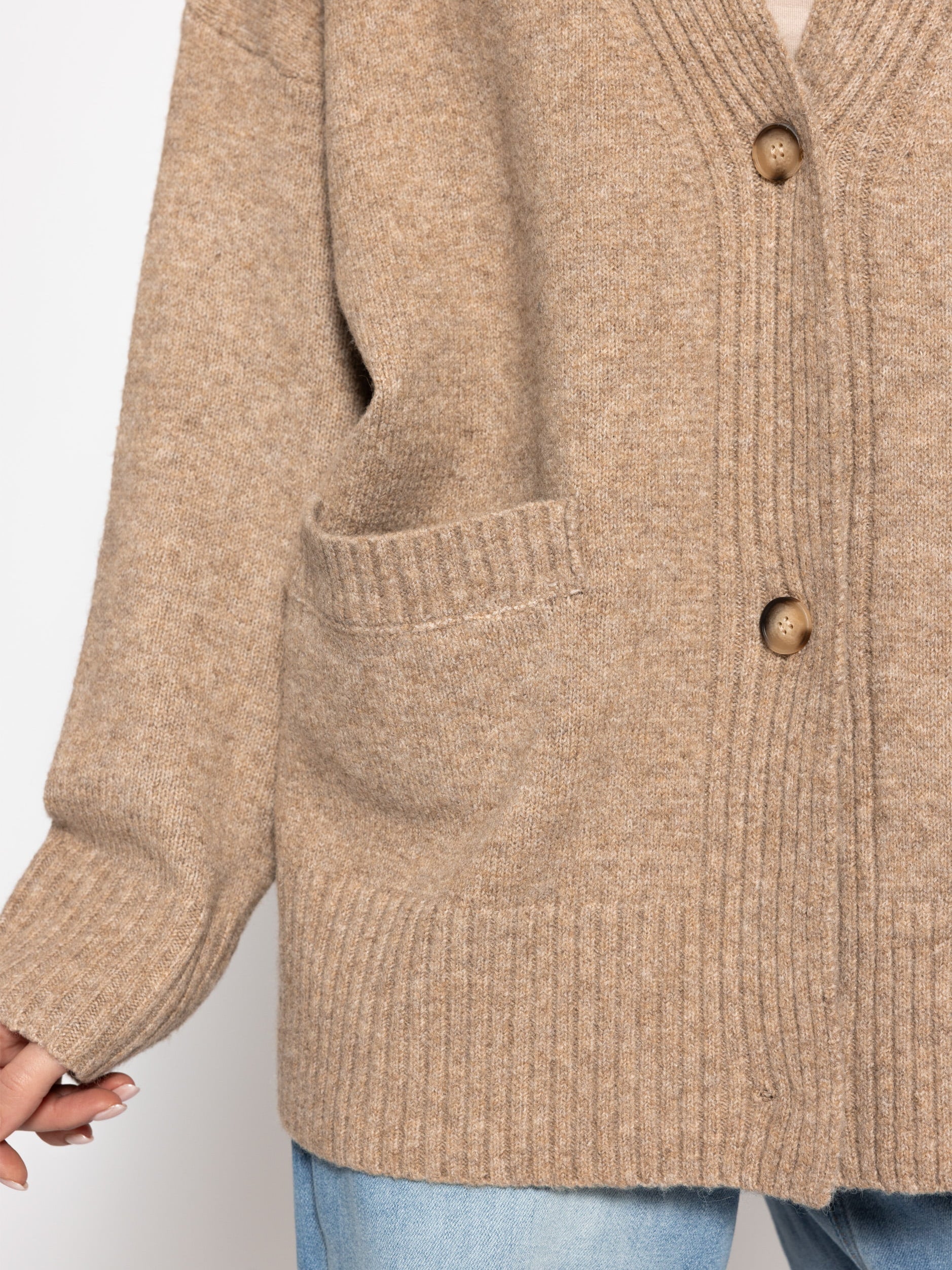 Oversized cardigan with pockets - taupe